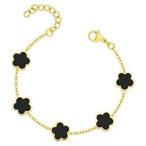 Chic Gold and Black Floral Bracelet